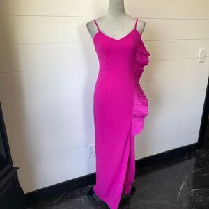 ONE33 SOCIAL Mercer Spaghetti Strap Ruffled Stretch Crepe Maxi Dress size 0 NWT